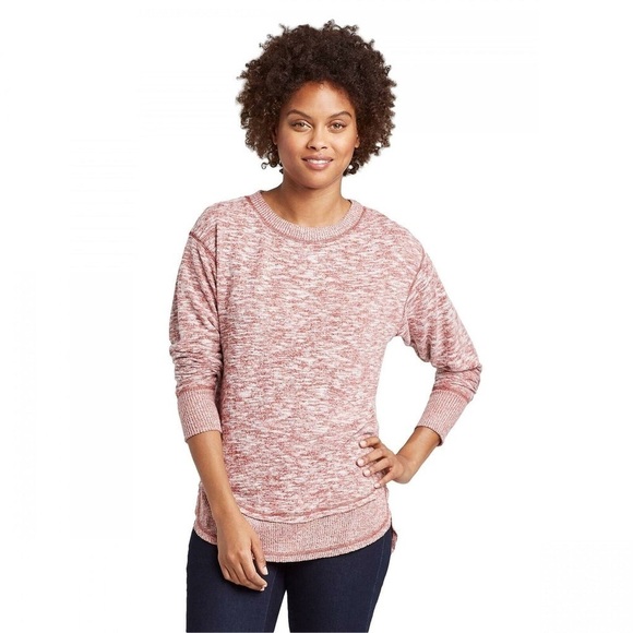 Knox Rose Crewneck Sweater Marled Ultra Soft Jersey Heather Red Oversized Sz XL - Picture 1 of 8